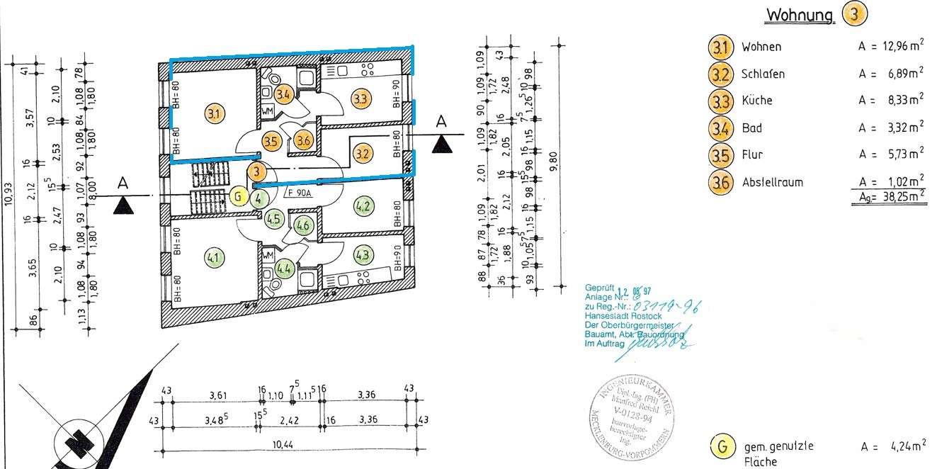 Grundriss Wohnung Nr. 3 - 1. OG links