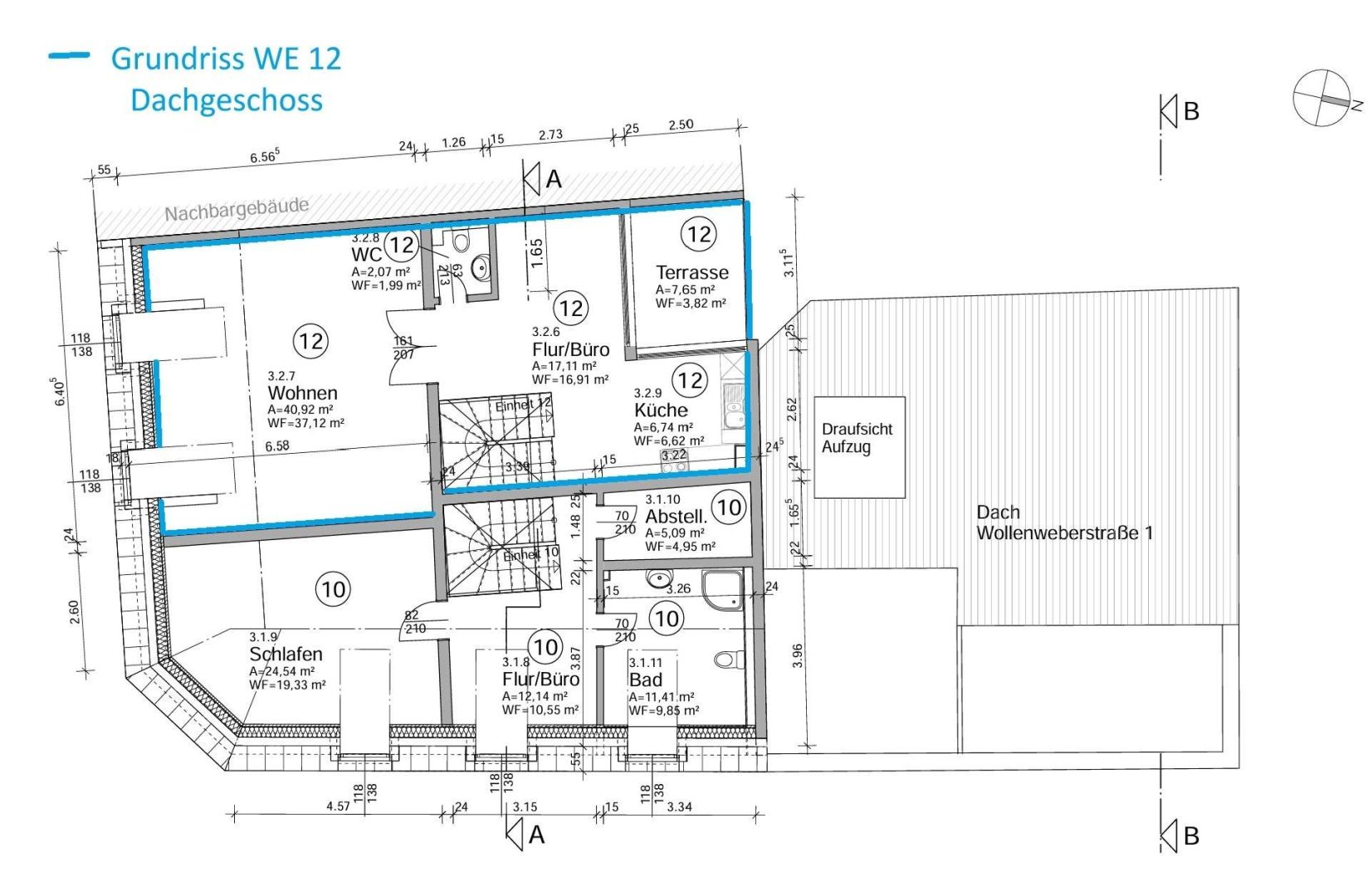Grundriss WE 12 - Dachgeschoss mitte
