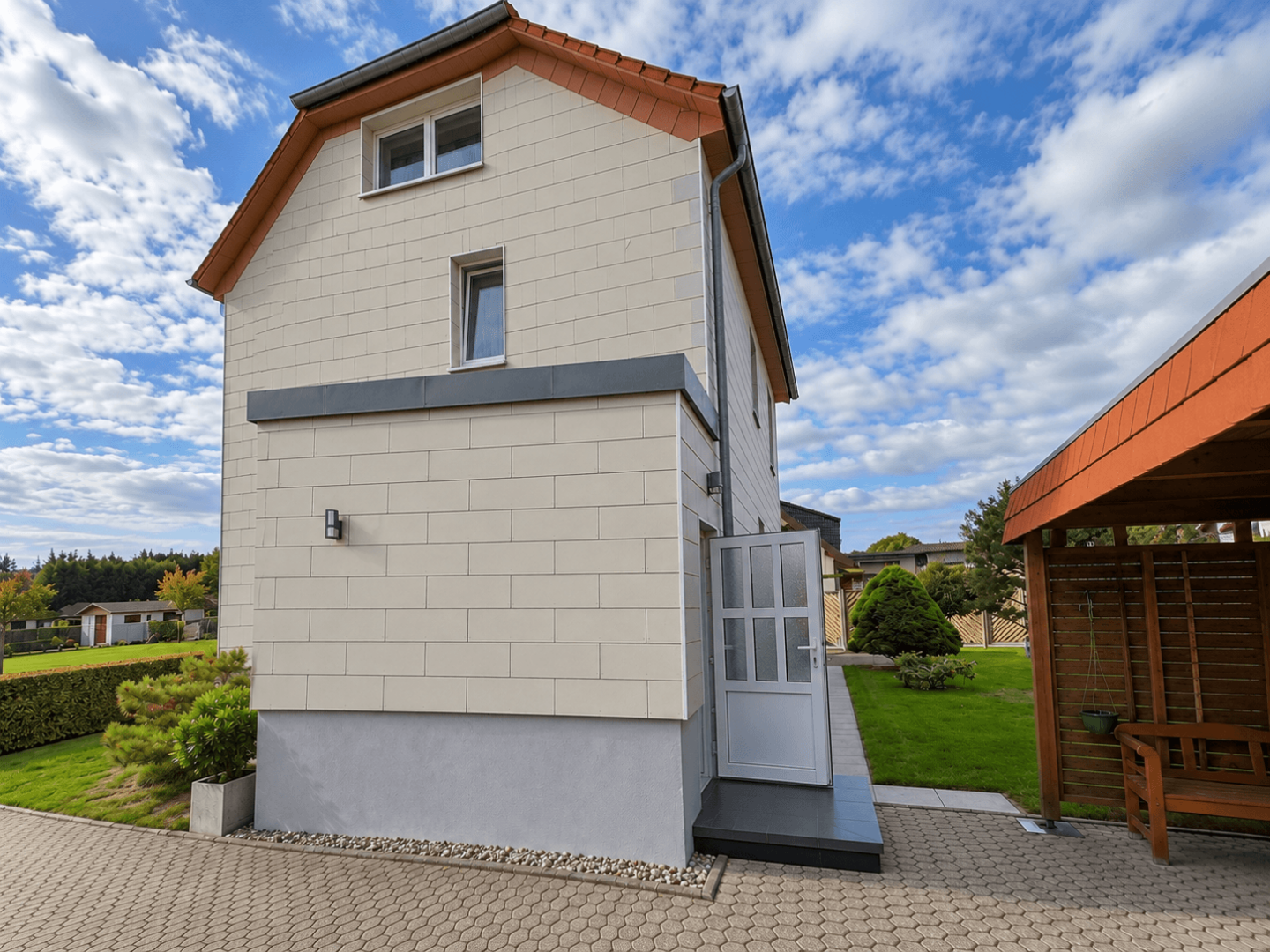 Ansicht Giebel mit Hauseingang